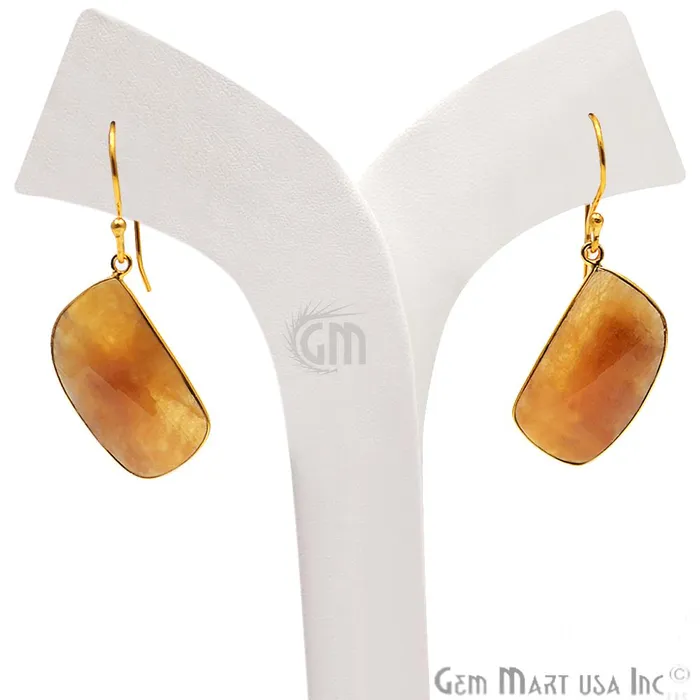 GemMartUSA Wonder Sapphire 14X24MM Gold Plated Gemstone Dangle Hook Earrings WSER90565 Earrings