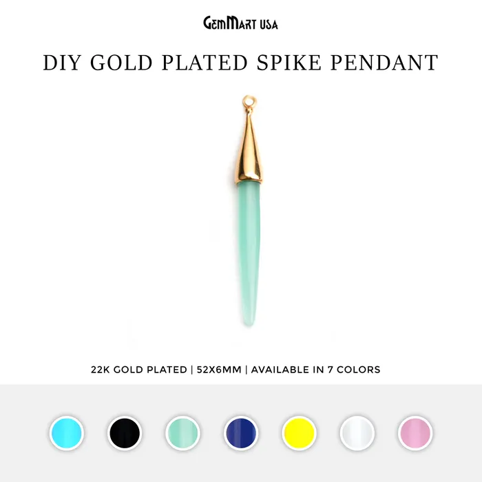 Gemstone 52x6mm Gold Plated Bail Spike Connector GemmartUSA PreStyled Sets