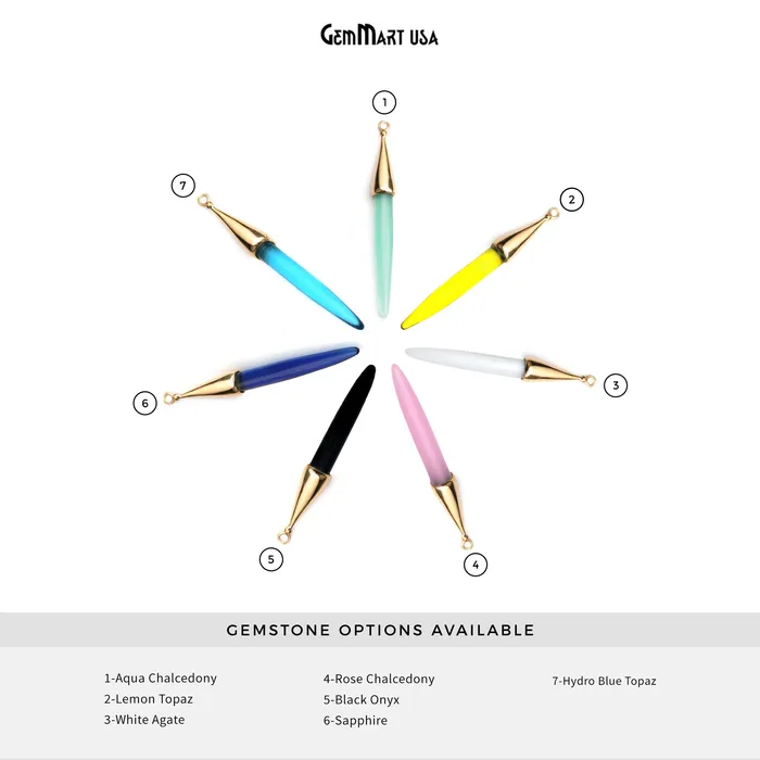 Gemstone 52x6mm Gold Plated Bail Spike Connector GemmartUSA PreStyled Sets Gemstone 52x6mm Gold Plated Bail Spike Connector GemmartUSA PreStyled Sets