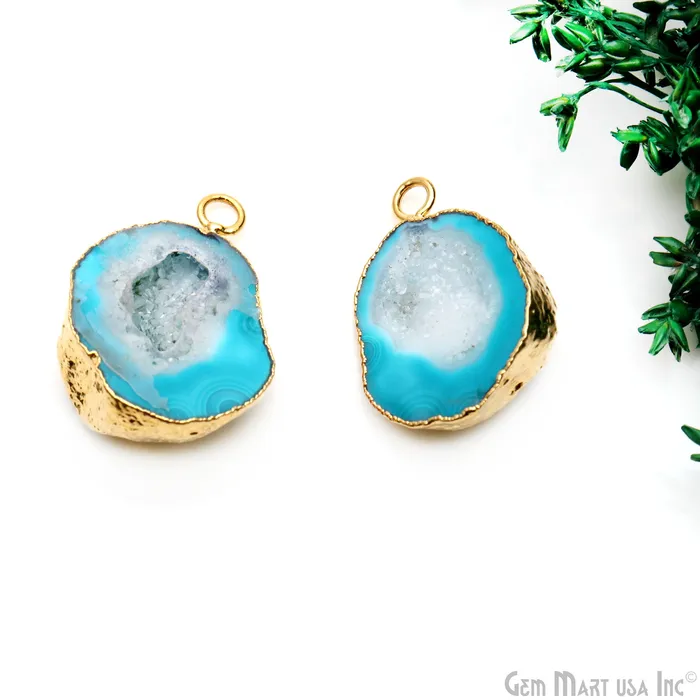 Geode Druzy 22x28mm Organic Gold Electroplated Single Bail Gemstone Earring Connector 1 Pair GemMartUSA Earrings Geode Druzy 22x28mm Organic Gold Electroplated Single Bail Gemstone Earring Connector 1 Pair GemMartUSA Earrings