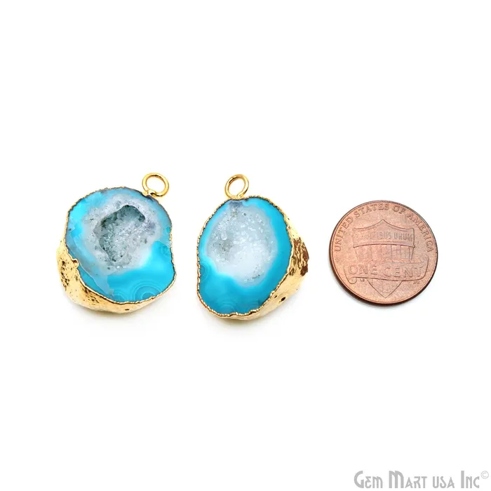 Geode Druzy 22x28mm Organic Gold Electroplated Single Bail Gemstone Earring Connector 1 Pair GemMartUSA Earrings Geode Druzy 22x28mm Organic Gold Electroplated Single Bail Gemstone Earring Connector 1 Pair GemMartUSA Earrings
