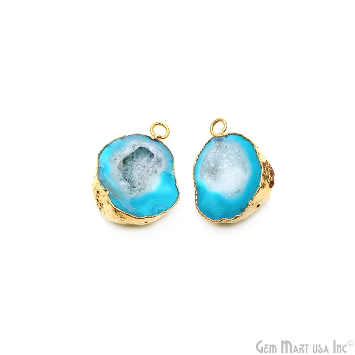 Geode Druzy 22x28mm Organic Gold Electroplated Single Bail Gemstone Earring Connector 1 Pair GemMartUSA Earrings Geode Druzy 22x28mm Organic Gold Electroplated Single Bail Gemstone Earring Connector 1 Pair GemMartUSA Earrings
