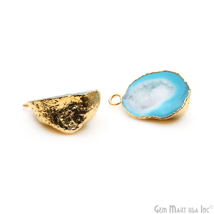 Geode Druzy 22x28mm Organic Gold Electroplated Single Bail Gemstone Earring Connector 1 Pair GemMartUSA Earrings Geode Druzy 22x28mm Organic Gold Electroplated Single Bail Gemstone Earring Connector 1 Pair GemMartUSA Earrings