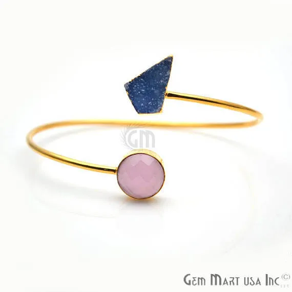 Gold Electroplated Adjustable Gemstone with Druzy Stacking Bangle Bracelet GemMartUSA Bracelets Gold Electroplated Adjustable Gemstone with Druzy Stacking Bangle Bracelet GemMartUSA Bracelets
