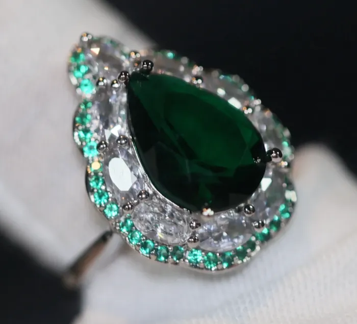 Green Diamond Ring Teardrop Engagement Ring Green Diamond Engagement Ring Lab Diamonds London Rings