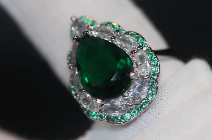 Green Diamond Ring Teardrop Engagement Ring Green Diamond Engagement Ring Lab Diamonds London Rings