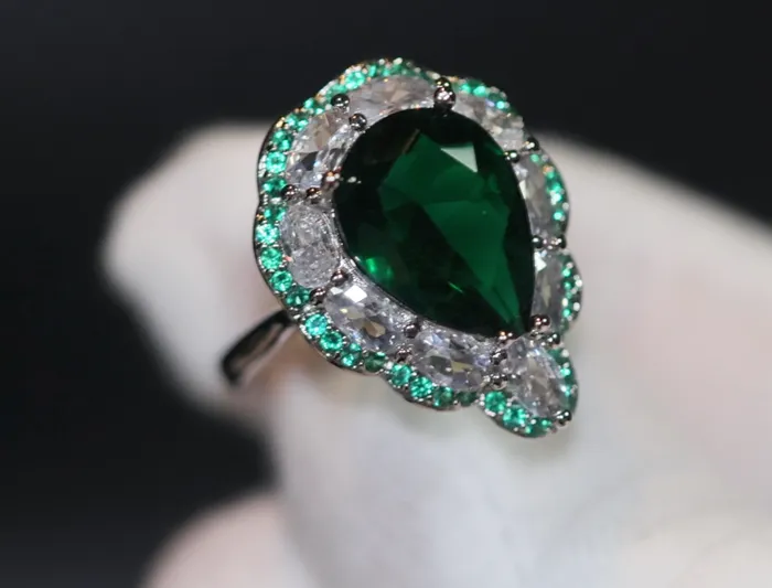 Green Diamond Ring Teardrop Engagement Ring Green Diamond Engagement Ring Lab Diamonds London Rings