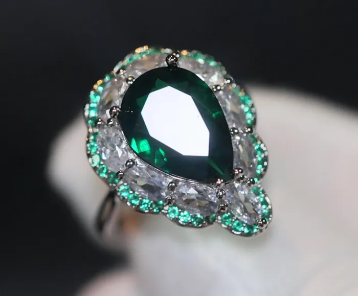Green Diamond Ring Teardrop Engagement Ring Green Diamond Engagement Ring Lab Diamonds London Rings