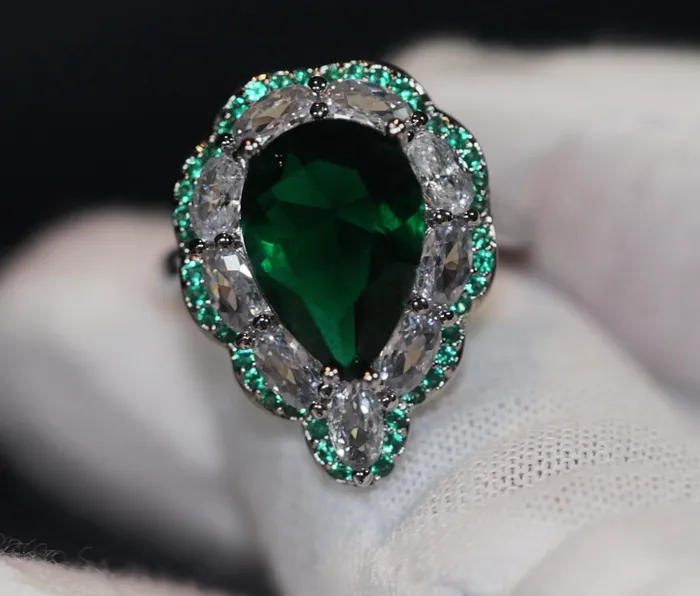 Green Diamond Ring Teardrop Engagement Ring Green Diamond Engagement Ring Lab Diamonds London Rings