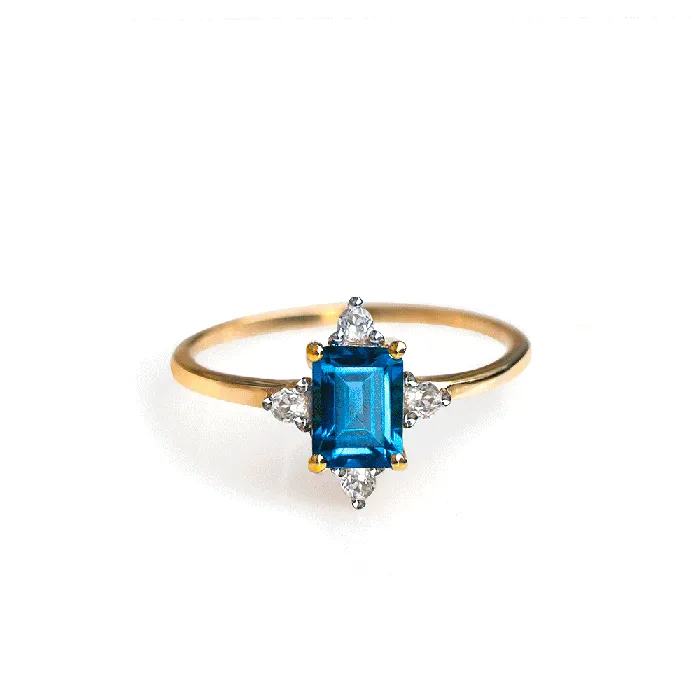 Green Onyx White Topaz 10kt Yellow Gold Minimalist Ring 127 ct tw YoTreasure Rings