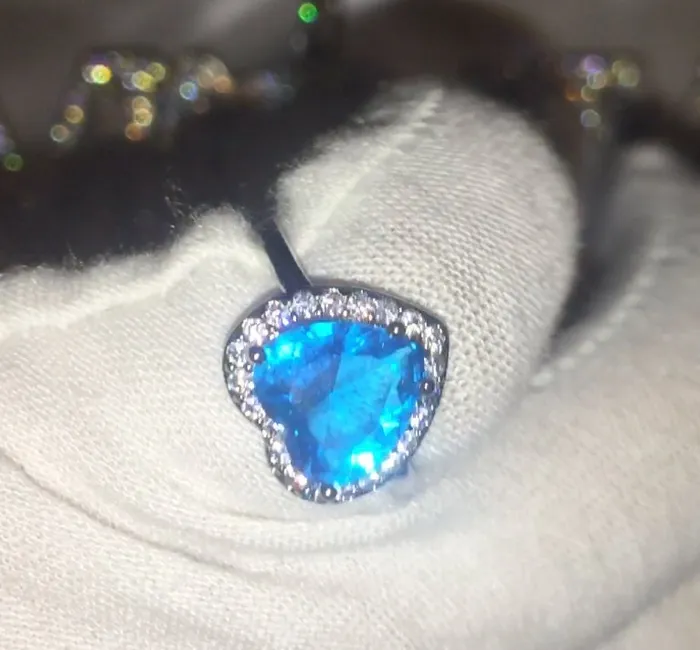 Heart Ring Blue Diamond Ring Heart Rings Heart Shape Ring Diamond Heart Ring Heart Ring with Diamonds Aquamarine Diamond Ring Minx London Rings