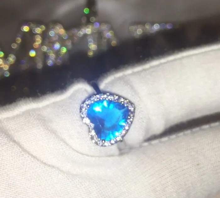 Heart Ring Blue Diamond Ring Heart Rings Heart Shape Ring Diamond Heart Ring Heart Ring with Diamonds Aquamarine Diamond Ring Minx London Rings