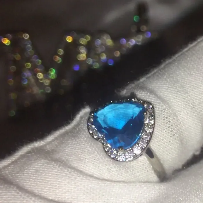 Heart Ring Blue Diamond Ring Heart Rings Heart Shape Ring Diamond Heart Ring Heart Ring with Diamonds Aquamarine Diamond Ring Minx London Rings