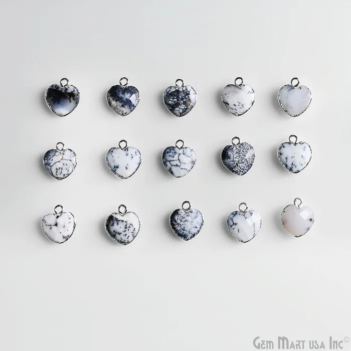 Heart Shape 13x12mm Silver Electroplated Single Bail Gemstone Connector Pendant GemmartUSA Necklaces Heart Shape 13x12mm Silver Electroplated Single Bail Gemstone Connector Pendant GemmartUSA Necklaces