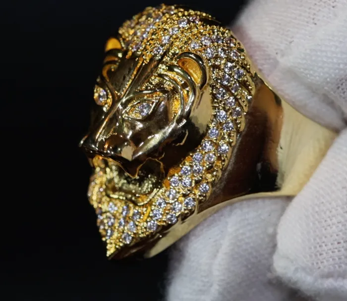 Iced out ring Lion Ring Diamond Lion Ring Leo ring Lion rings Iced Out Lion Ring Sphinx ring Mens Gold Ring Big Gold Ring Lab Diamonds London Rings