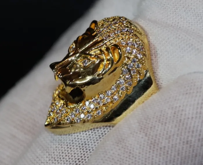 Iced out ring Lion Ring Diamond Lion Ring Leo ring Lion rings Iced Out Lion Ring Sphinx ring Mens Gold Ring Big Gold Ring Lab Diamonds London Rings