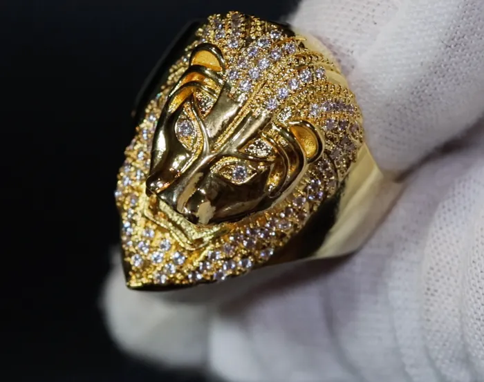 Iced out ring Lion Ring Diamond Lion Ring Leo ring Lion rings Iced Out Lion Ring Sphinx ring Mens Gold Ring Big Gold Ring Lab Diamonds London Rings