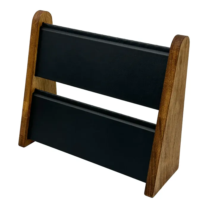JPIDisplay Necklaces 2 Tier Dark Oak Wood and Black Leatherette Necklace Jewelry Display JPIDisplay Necklaces 2 Tier Dark Oak Wood and Black Leatherette Necklace Jewelry Display