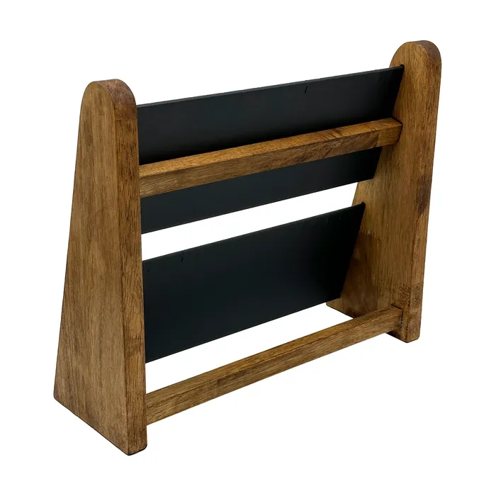 JPIDisplay Necklaces 2 Tier Dark Oak Wood and Black Leatherette Necklace Jewelry Display JPIDisplay Necklaces 2 Tier Dark Oak Wood and Black Leatherette Necklace Jewelry Display