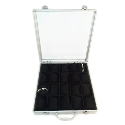 JPIDisplay Watches Aluminum Watch Case With Glass Top Handle And Locks