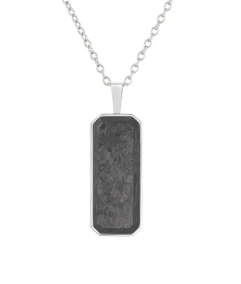 Kelly Waters Necklaces Stainless Steel or Gold Plated Forged Carbon Dog Tag Rounded Box Chain Necklace SI3632 Kelly Waters Necklaces Stainless Steel or Gold Plated Forged Carbon Dog Tag Rounded Box Chain Necklace SI3632