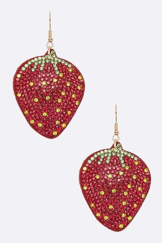 LA Jewelry Plaza Iconic Strawberry Rhinestone Pillow Earrings Earrings