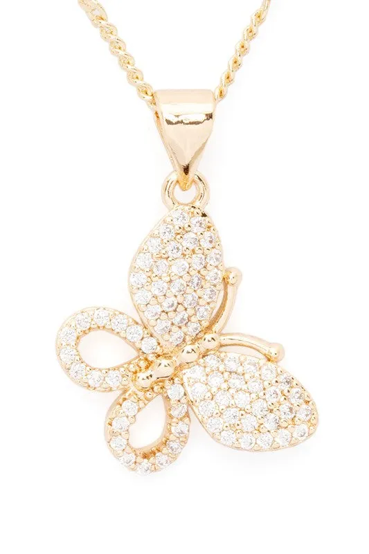 LA Jewelry Plaza Necklaces Cubic Zirconia Butterfly Pendant Necklace