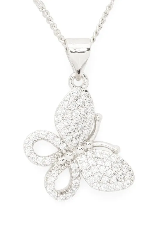 LA Jewelry Plaza Necklaces Cubic Zirconia Butterfly Pendant Necklace LA Jewelry Plaza Necklaces Cubic Zirconia Butterfly Pendant Necklace