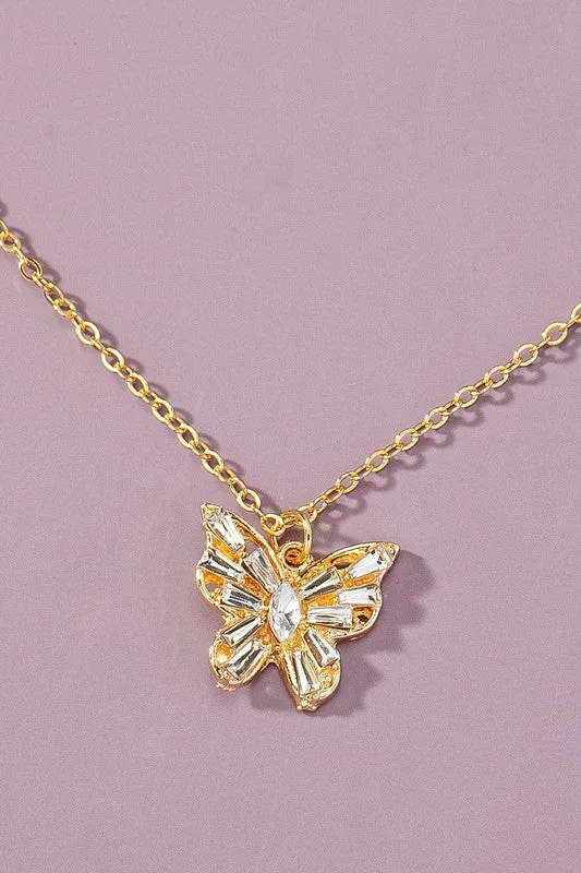 LA3accessories Necklaces CZ Butterly Pendant Necklace Online Only