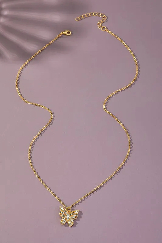 LA3accessories Necklaces CZ Butterly Pendant Necklace Online Only