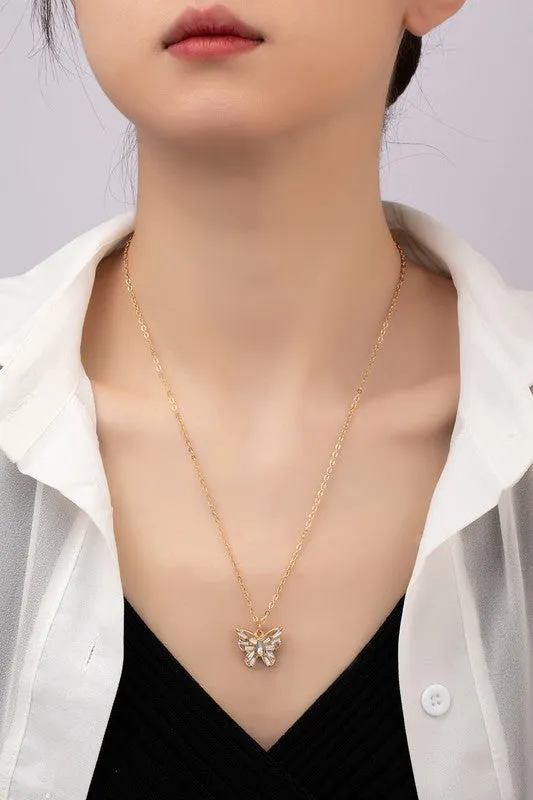 LA3accessories Necklaces CZ Butterly Pendant Necklace Online Only