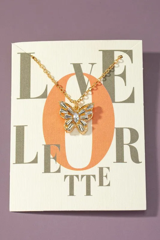 LA3accessories Necklaces CZ Butterly Pendant Necklace Online Only