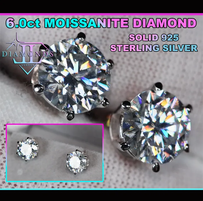 Lab Diamonds London Earrings 60ct MOISSANITE DIAMOND EAR STUDS MOISSANITE ROUND DIAMOND EAR STUDS Lab Diamonds London Earrings 60ct MOISSANITE DIAMOND EAR STUDS MOISSANITE ROUND DIAMOND EAR STUDS