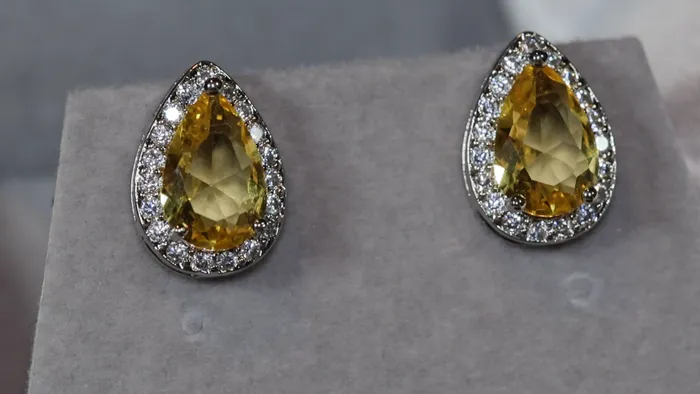 Lab Diamonds London Pear cut diamond earrings womens yellow gemstone ear studs yellow diamond ear studs Earrings