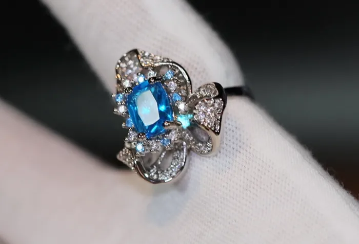 Lab Diamonds London Rings Blue Diamond Ring Blue Oval Diamond Flower Ring Diamond Flower Ring