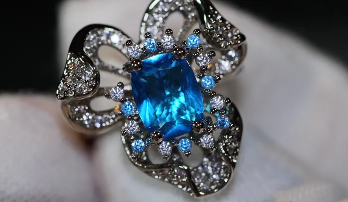 Lab Diamonds London Rings Blue Diamond Ring Blue Oval Diamond Flower Ring Diamond Flower Ring