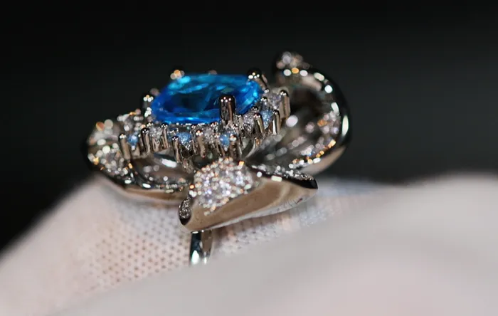 Lab Diamonds London Rings Blue Diamond Ring Blue Oval Diamond Flower Ring Diamond Flower Ring