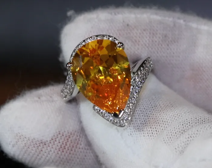 Lab Diamonds London Rings Teardrop Ring Yellow Diamond Ring Yellow Diamond Engagement Ring