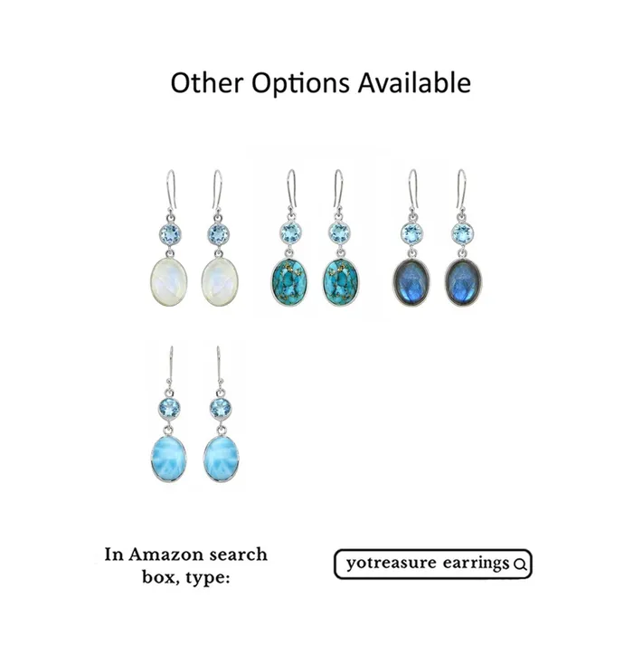 Labradorite Blue Topaz Solid 925 Sterling Silver Dangle Earrings Jewelry YoTreasure Earrings