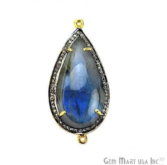 Labradorite Cabochon with Natural Pave Diamond Setting 40x19mm Gold Vermeil Gemstone Necklace Pendant GemMartUSA Necklaces Labradorite Cabochon with Natural Pave Diamond Setting 40x19mm Gold Vermeil Gemstone Necklace Pendant GemMartUSA Necklaces