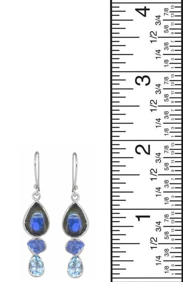 Labradorite Solid 925 Sterling Silver Dangle Earrings YoTreasure Earrings