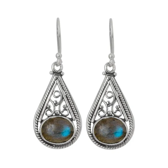 Labradorite Solid 925 Sterling Silver Teardrop Dangle Earrings YoTreasure Earrings Labradorite Solid 925 Sterling Silver Teardrop Dangle Earrings YoTreasure Earrings