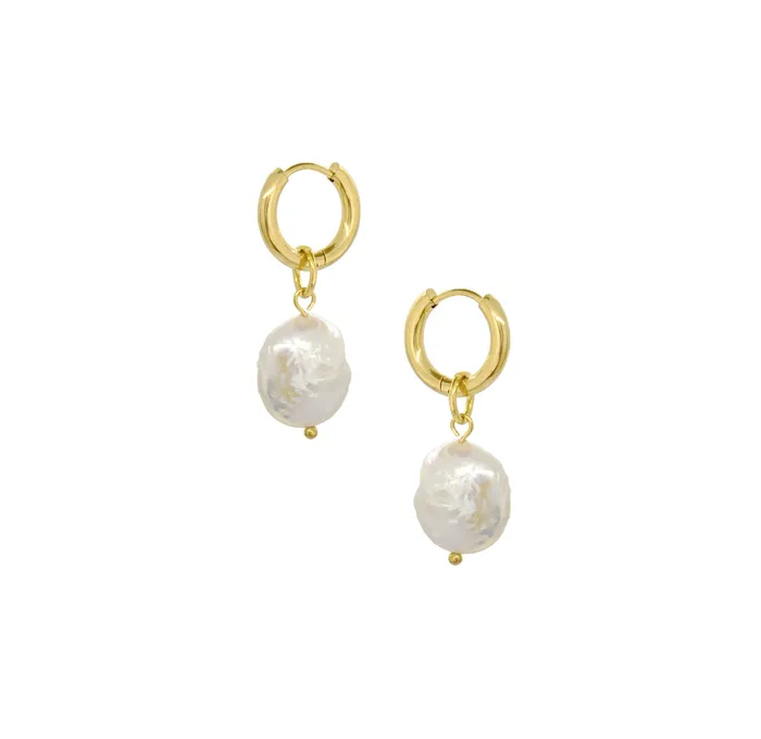 Mai Dsire Earrings ARIEL BAROQUE PEARL HUGGIE HOOP EARRINGS