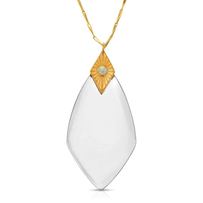 Maya Gold White Opal Magnifier Pendant Necklace Presale Ships 321 Moderne Monocle Necklaces