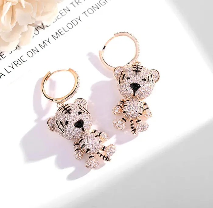 Minx London Earrings Tiger Earrings Diamond Earrings Diamond Tiger Earrings Womens Earrings Hoop Earrings Womens Diamond Earrings Charm Earrings