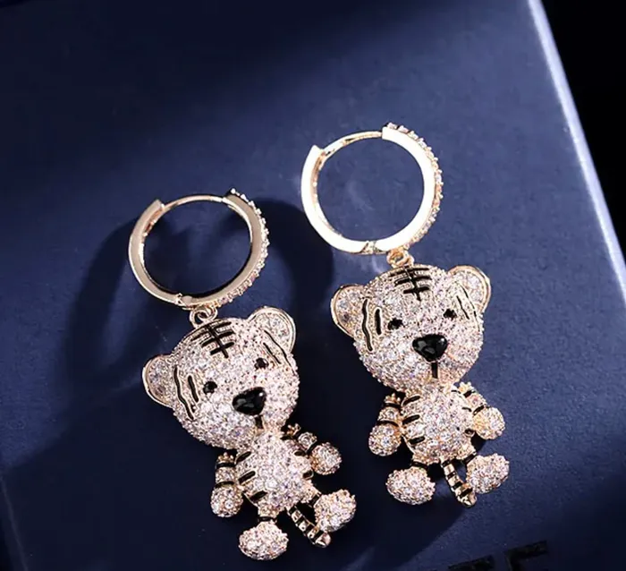 Minx London Earrings Tiger Earrings Diamond Earrings Diamond Tiger Earrings Womens Earrings Hoop Earrings Womens Diamond Earrings Charm Earrings