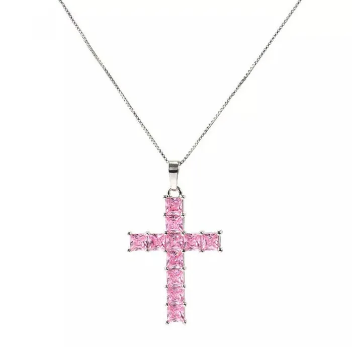 Minx London Necklaces Pink Diamond Cross Necklace Cross Necklace Women Cross Chain Cross Necklace Diamond Cross Pendant Diamond Cross Pendant
