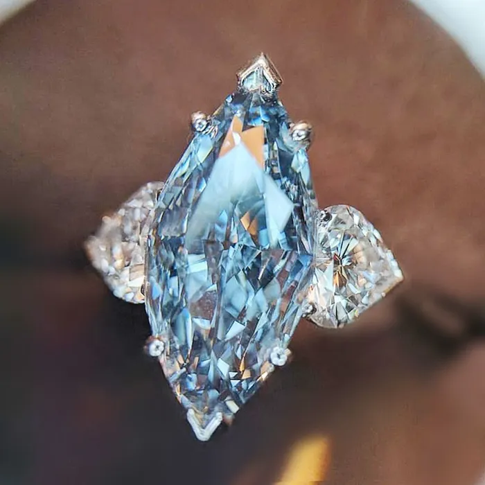 Minx London Rings Aquamarine Ring Aquamarine Diamond Ring Aquamarine with Diamond Ring Marquise Ring Blue Diamond Ring Aquamarine Engagement Ring