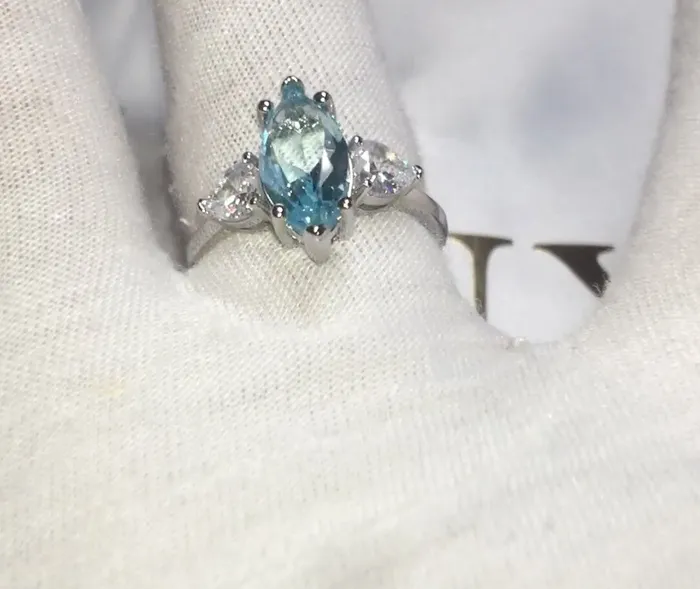 Minx London Rings Aquamarine Ring Aquamarine Diamond Ring Aquamarine with Diamond Ring Marquise Ring Blue Diamond Ring Aquamarine Engagement Ring