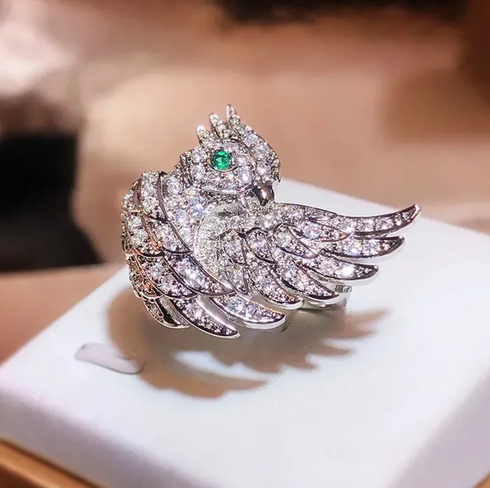 Minx London Rings Diamond Bird Ring Big Diamond Ring Womens Statement Ring Diamond Wings Ring Diamond Charm Ring Womens Statement Ring Bird Ring